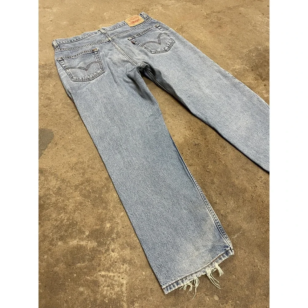 Levis 550 Jeans Mens 36x30‎ Light Wash Blue Relaxed Tapered Zip Fly Distressed